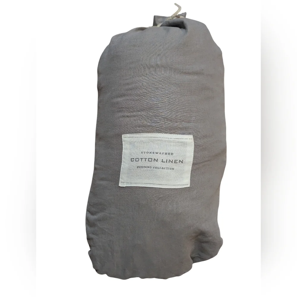 Restoration Hardware Stone Washed Cotton Linen King Duvet Cover Graphite